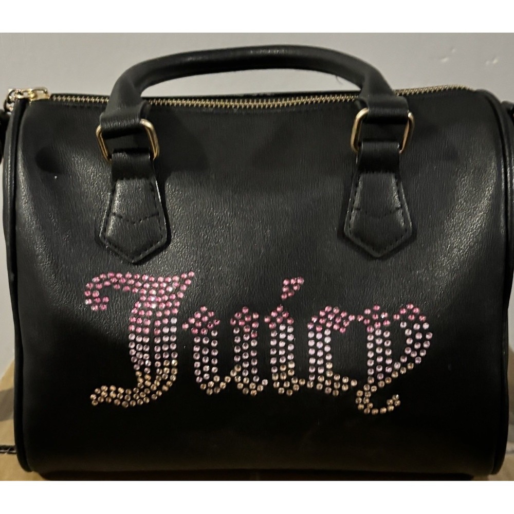 Juicy Couture Satchel Bag Liquorice Ombre Crystal Logo Gemstones Viral Y2K Bling - Picture 7 of 8
